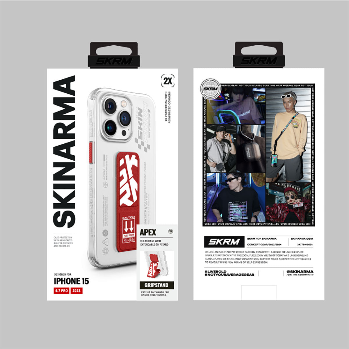Apple iPhone 15 Pro Max Kılıf SkinArma Standlı Şeffaf Tasarımlı Apex Kapak Kırmızı