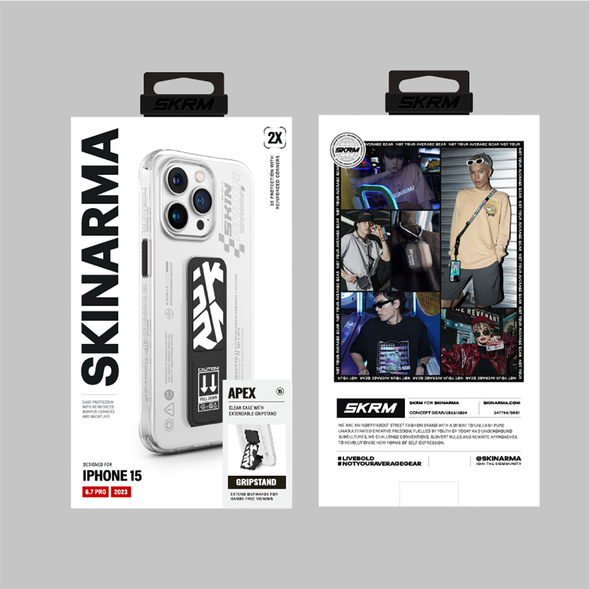 Apple iPhone 15 Pro Max Kılıf SkinArma Standlı Şeffaf Tasarımlı Apex Kapak Kırmızı