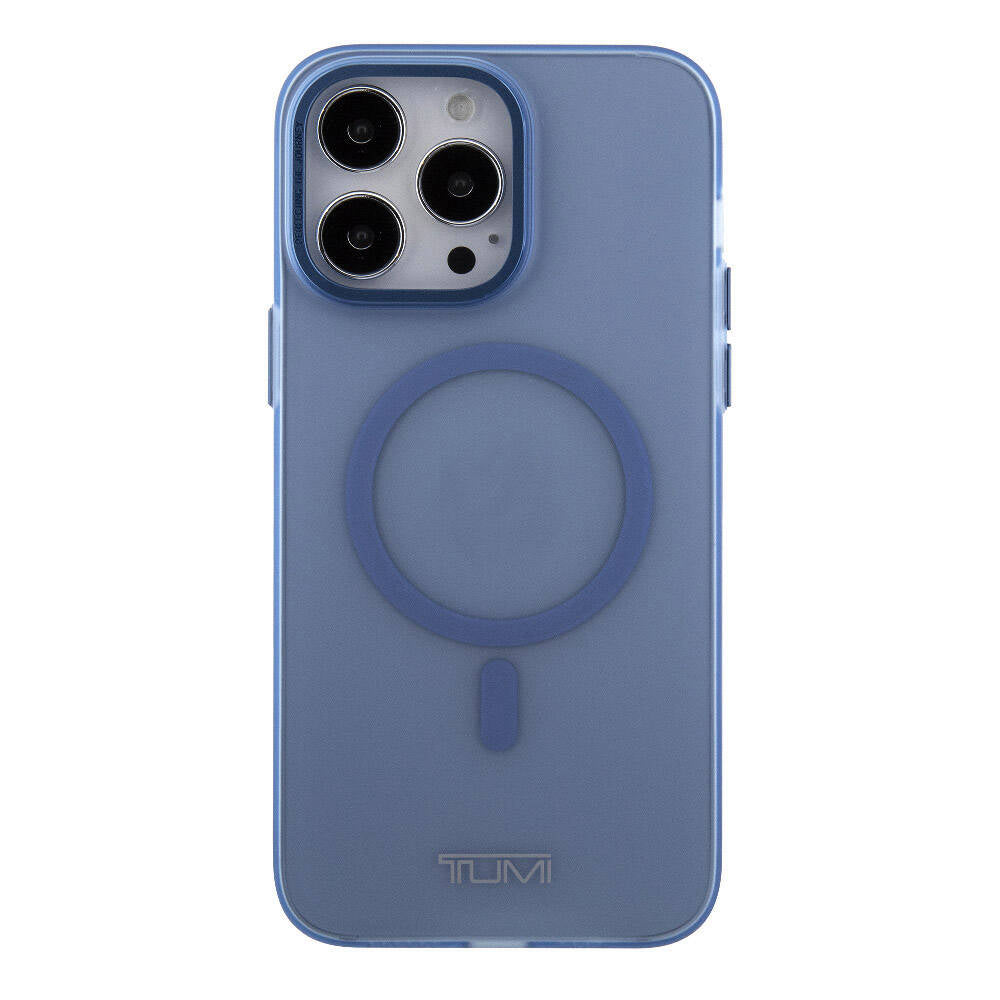Apple iPhone 15 Pro Max Kılıf TUMI Orjinal Lisanslı M-safe Şarj Özellikli Buzlu Mat Kapak Mavi