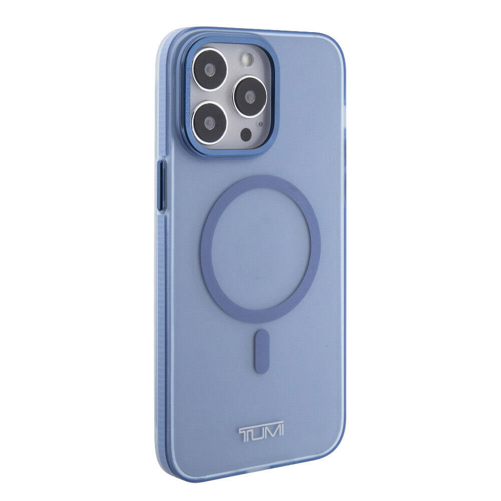 Apple iPhone 15 Pro Max Kılıf TUMI Orjinal Lisanslı M-safe Şarj Özellikli Buzlu Mat Kapak Mavi