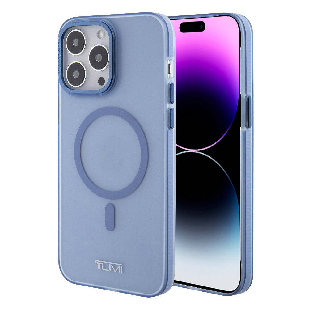 Apple iPhone 15 Pro Max Kılıf TUMI Orjinal Lisanslı M-safe Şarj Özellikli Buzlu Mat Kapak Mavi