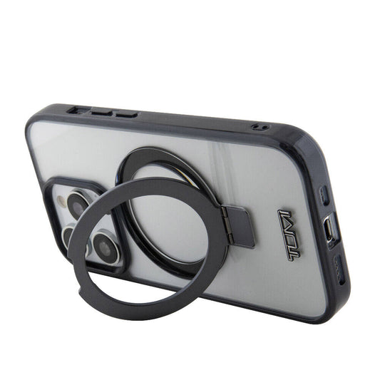 Apple iPhone 15 Pro Max Kılıf TUMI Orjinal Lisanslı M-safe Şarj Özellikli Metal Logolu Ring Standlı Silikon Kapak