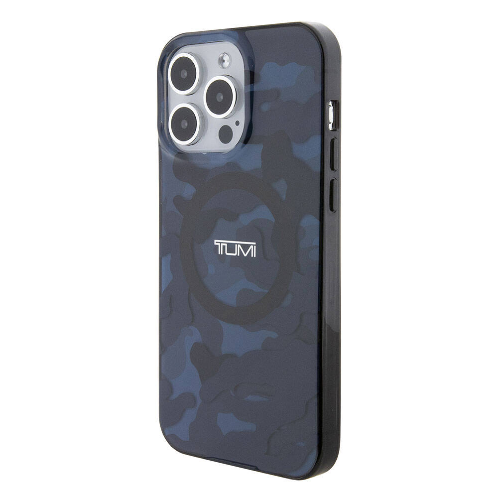 Apple iPhone 15 Pro Max Kılıf TUMI Orjinal Lisanslı M-safe Şarj Özellikli PC TPU Çift Katmanlı Kamuflaj Desenli Kapak Gri