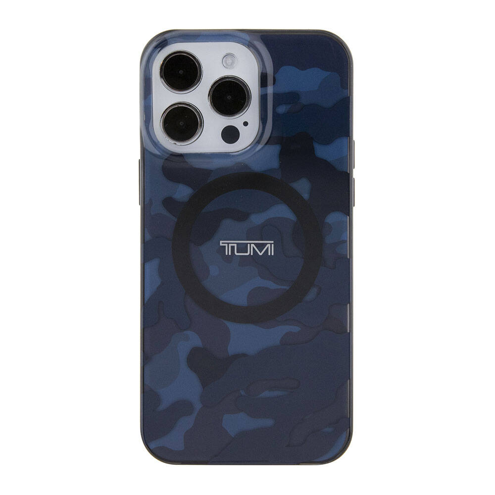 Apple iPhone 15 Pro Max Kılıf TUMI Orjinal Lisanslı M-safe Şarj Özellikli PC TPU Çift Katmanlı Kamuflaj Desenli Kapak Gri