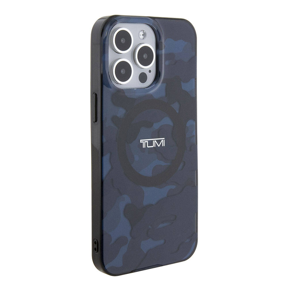 Apple iPhone 15 Pro Max Kılıf TUMI Orjinal Lisanslı M-safe Şarj Özellikli PC TPU Çift Katmanlı Kamuflaj Desenli Kapak Gri