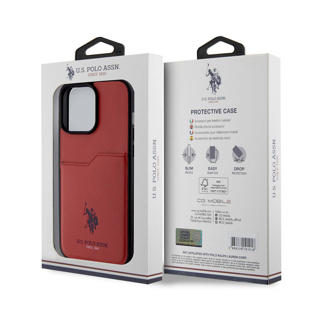 Apple iPhone 15 Pro Max Kılıf U.S. Polo Assn. Orjinal Lisanslı Baskı Logolu PU Kartlıklı Kapak Mavi