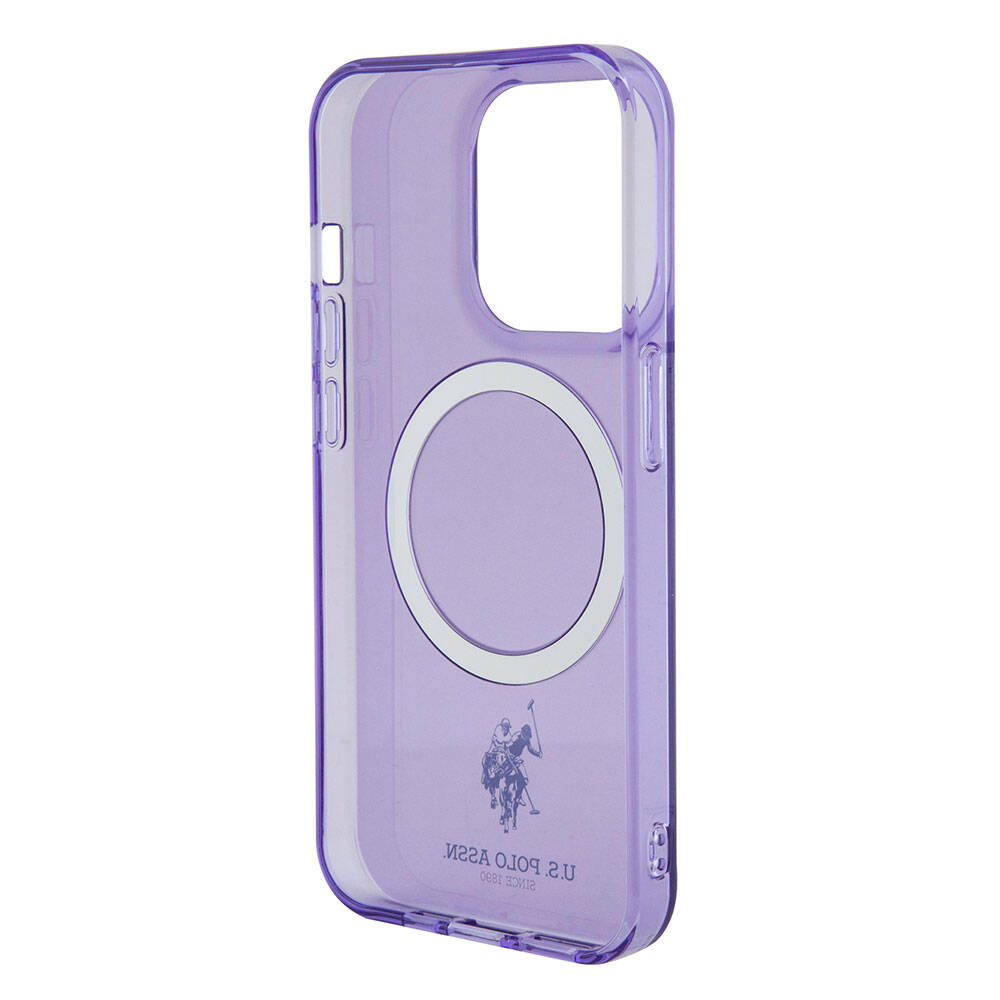 Apple iPhone 15 Pro Max Kılıf U.S. Polo Assn. Orjinal Lisanslı M-safe Şarj Özellikli Transparan Tasarım Kapak Pembe