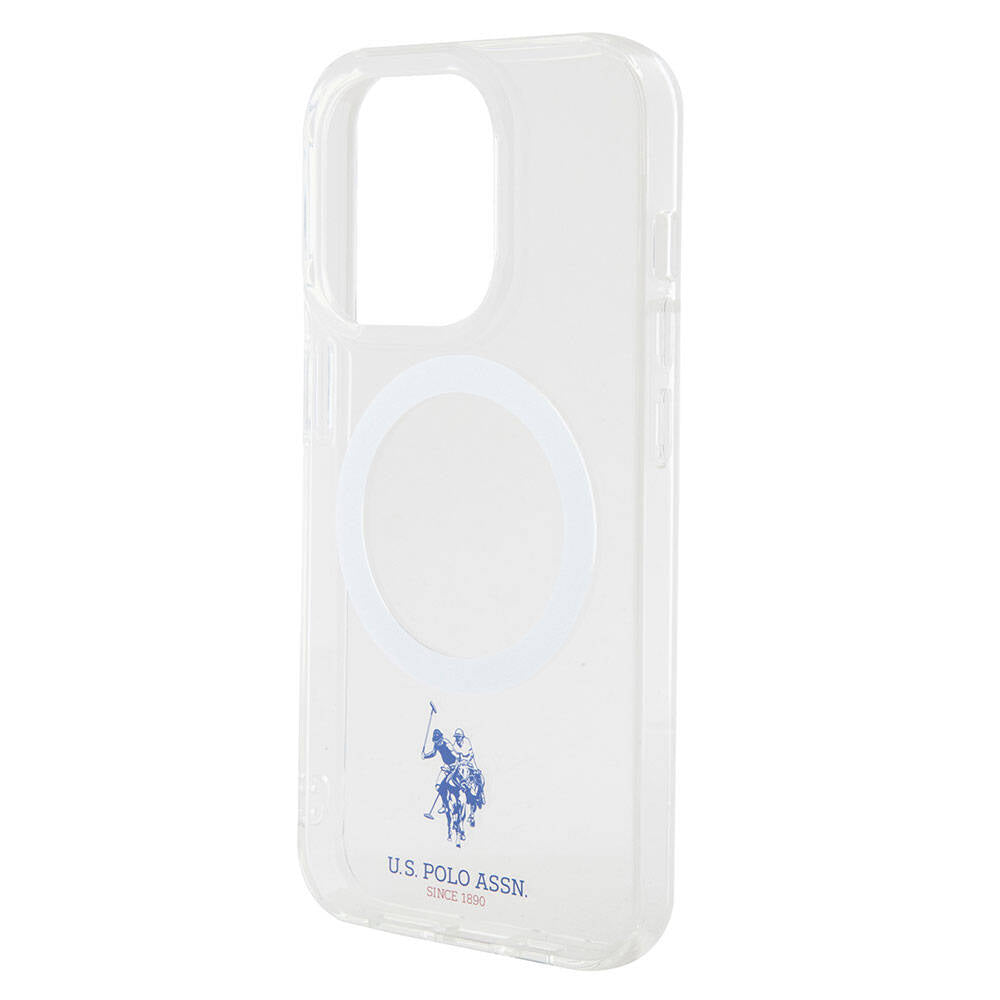 Apple iPhone 15 Pro Max Kılıf U.S. Polo Assn. Orjinal Lisanslı M-safe Şarj Özellikli Transparan Tasarım Kapak Pembe