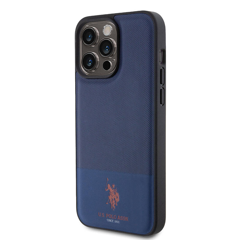 Apple iPhone 15 Pro Max Kılıf U.S. Polo Assn. Orjinal Lisanslı Suni Deri Arka Yüzey Baskı Logolu Örgü Desenli Kapak Yeşil