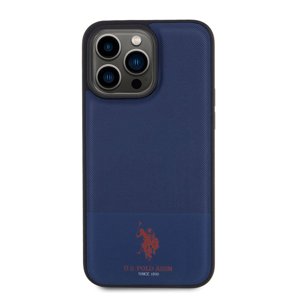 Apple iPhone 15 Pro Max Kılıf U.S. Polo Assn. Orjinal Lisanslı Suni Deri Arka Yüzey Baskı Logolu Örgü Desenli Kapak Yeşil