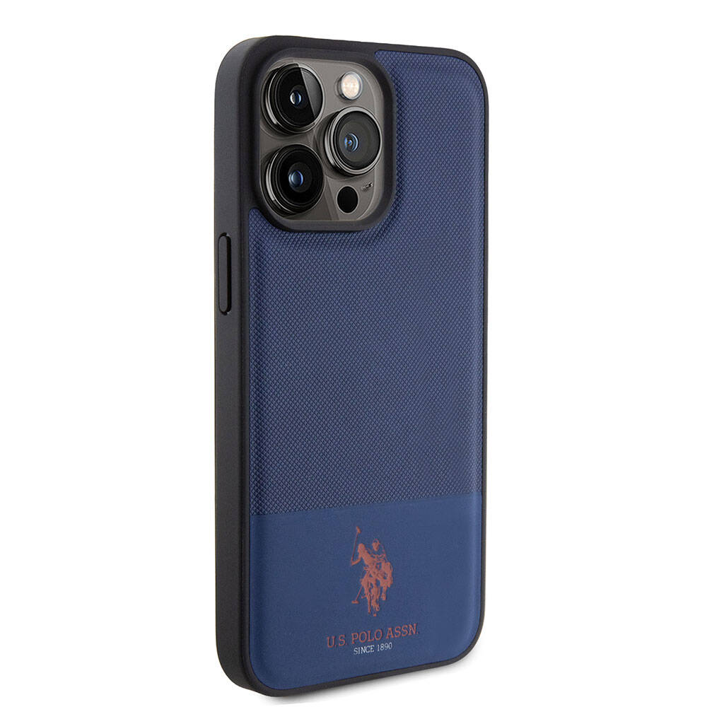 Apple iPhone 15 Pro Max Kılıf U.S. Polo Assn. Orjinal Lisanslı Suni Deri Arka Yüzey Baskı Logolu Örgü Desenli Kapak Yeşil