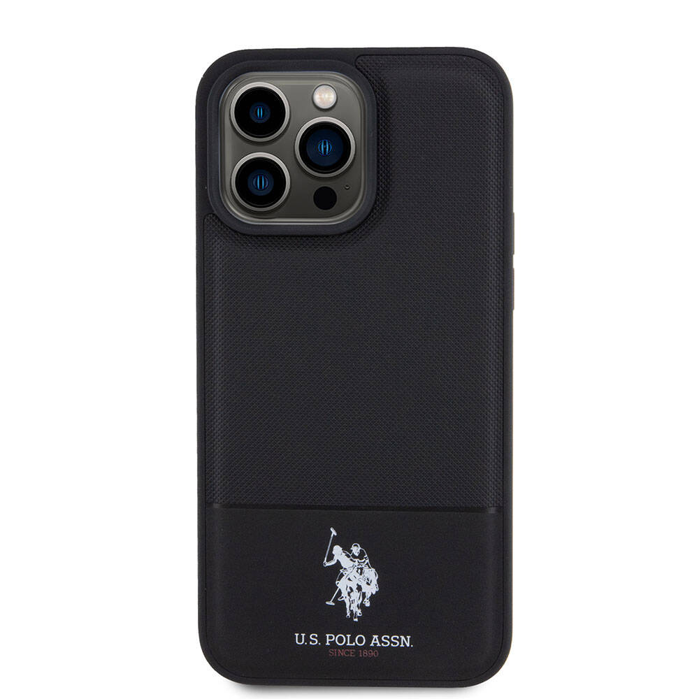Apple iPhone 15 Pro Max Kılıf U.S. Polo Assn. Orjinal Lisanslı Suni Deri Arka Yüzey Baskı Logolu Örgü Desenli Kapak Yeşil
