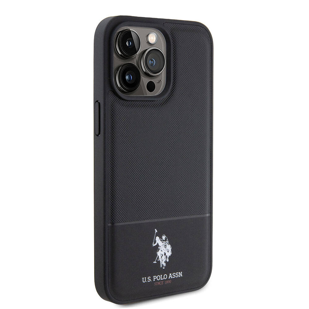 Apple iPhone 15 Pro Max Kılıf U.S. Polo Assn. Orjinal Lisanslı Suni Deri Arka Yüzey Baskı Logolu Örgü Desenli Kapak Yeşil