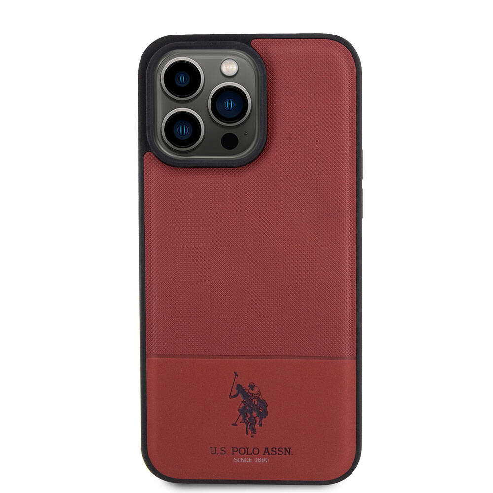 Apple iPhone 15 Pro Max Kılıf U.S. Polo Assn. Orjinal Lisanslı Suni Deri Arka Yüzey Baskı Logolu Örgü Desenli Kapak Yeşil