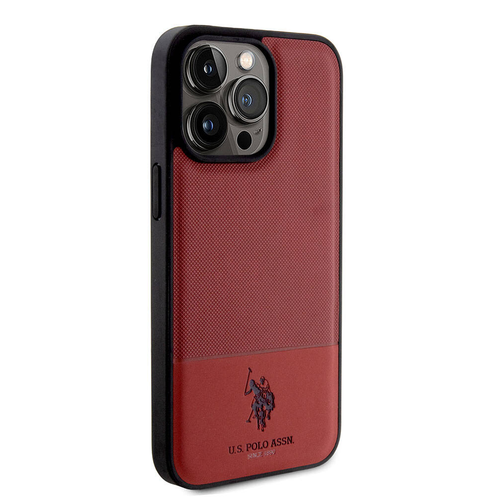 Apple iPhone 15 Pro Max Kılıf U.S. Polo Assn. Orjinal Lisanslı Suni Deri Arka Yüzey Baskı Logolu Örgü Desenli Kapak Yeşil