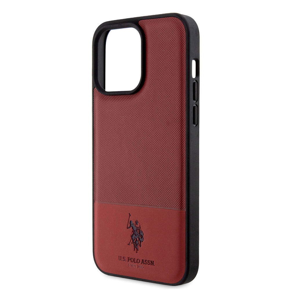 Apple iPhone 15 Pro Max Kılıf U.S. Polo Assn. Orjinal Lisanslı Suni Deri Arka Yüzey Baskı Logolu Örgü Desenli Kapak Yeşil