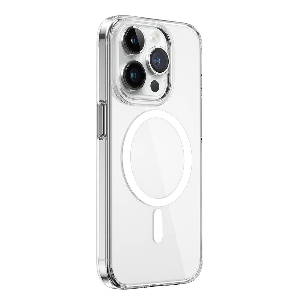 Apple iPhone 15 Pro Max Kılıf Wiwu BC-022 M-safe Şarj Özellikli Şeffaf Transparan Kapak Renksiz
