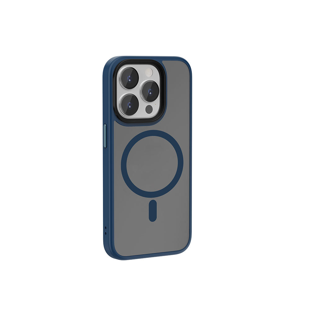 Apple iPhone 15 Pro Max Kılıf Wiwu FGG-011 M-safe Şarj Özellikli Kamera Korumalı Kapak Mavi
