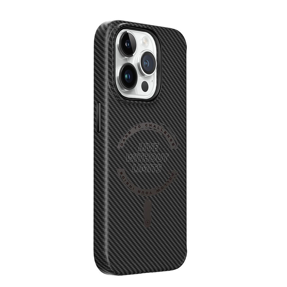 Apple iPhone 15 Pro Max Kılıf Wiwu LCC-107 Karbon Fiber M-safe Şarj Özellikli Kamera Korumalı Kabon Kapak