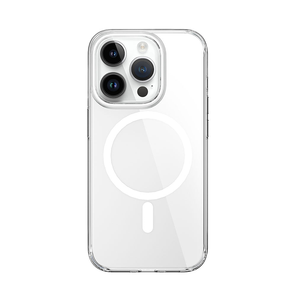 Apple iPhone 15 Pro Max Kılıf Wiwu ZYS-013 M-safe Şarj Özellikli Renkli Kamera Çerçeveli Şeffaf Jelly Kapak Beyaz