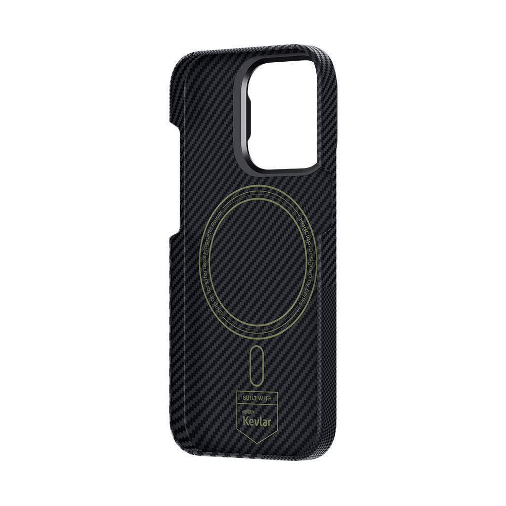 Apple iPhone 15 Pro Max M-safe Şarj Özellikli Karbon Fiber Benks Montage ArmorAir Kevlar Kapak Siyah