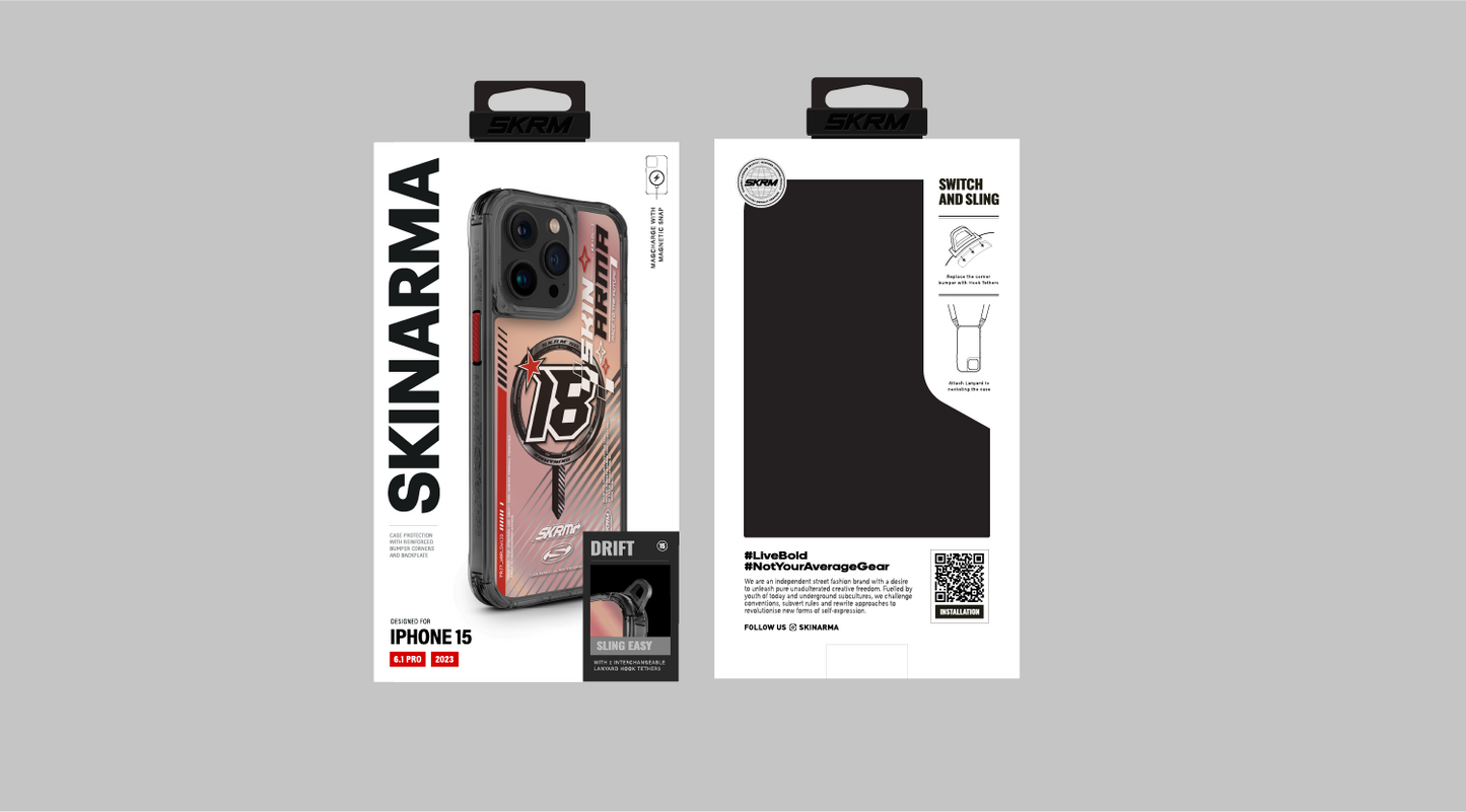 Apple iPhone 15 Pro SkinArma M-safe Şarj Özellikli Sticker Yapıştırmalı Drift Kapak Siyah