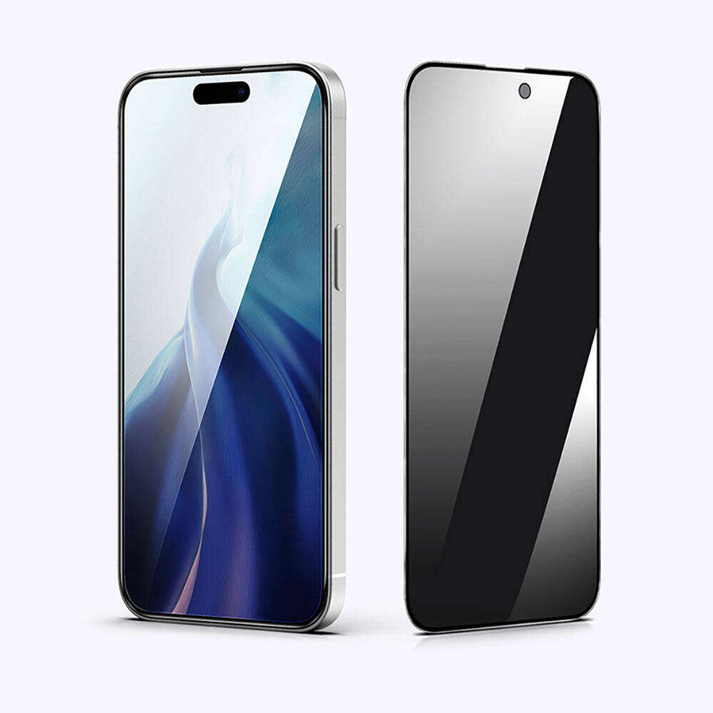Apple iPhone 15 Recci RSP-A05SP 3D Privacy Shield Temperli Cam Ekran Koruyucu Gri