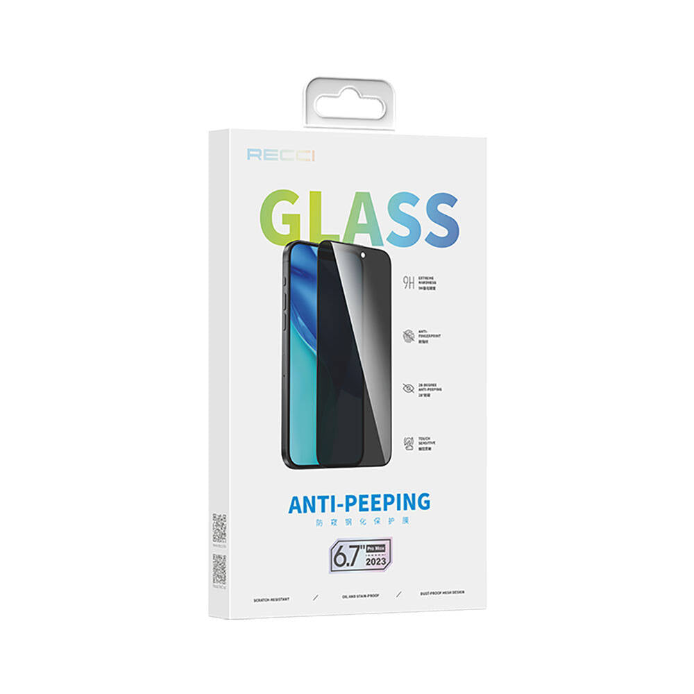 Apple iPhone 15 Recci RSP-A16AP Privacy Temperli Cam Ekran Koruyucu Gri