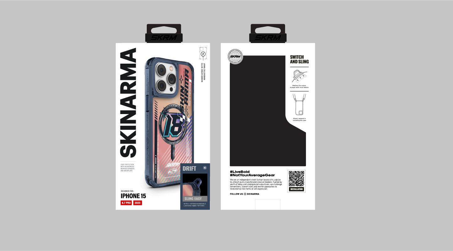 Apple iPhone 15 Pro Max SkinArma M-safe Şarj Özellikli Sticker Yapıştırmalı Drift Kapak Siyah