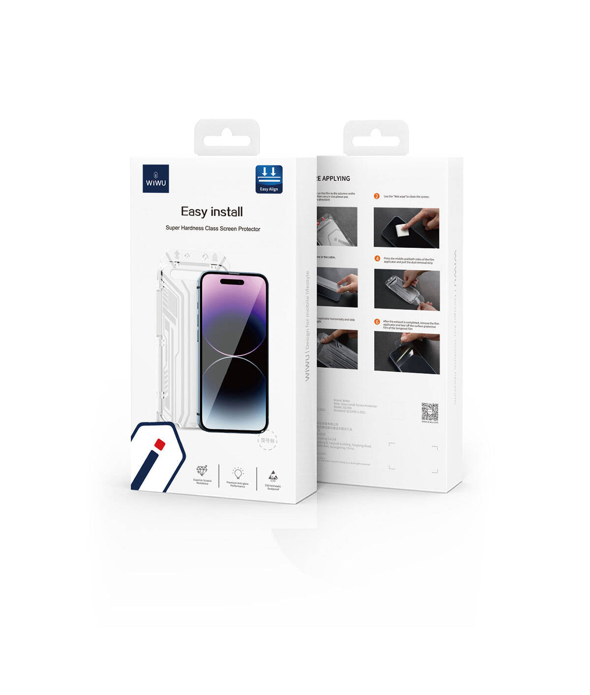 Apple iPhone 15 Wiwu SQ-005 Easy İnstall iVista Super Hardness Ekran Koruyucu Siyah