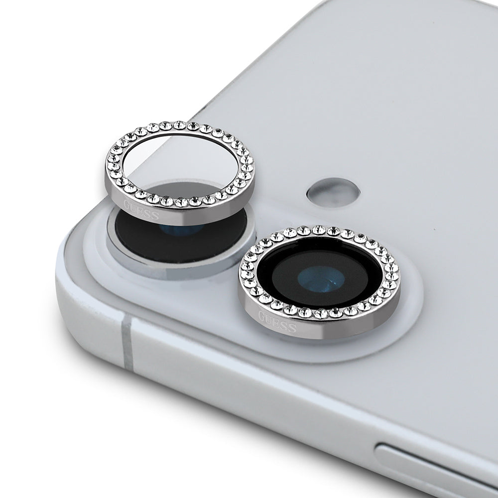 Apple iPhone 16 Guess Orjinal Lisanslı Rhinestone Taşlı Lens Koruyucu