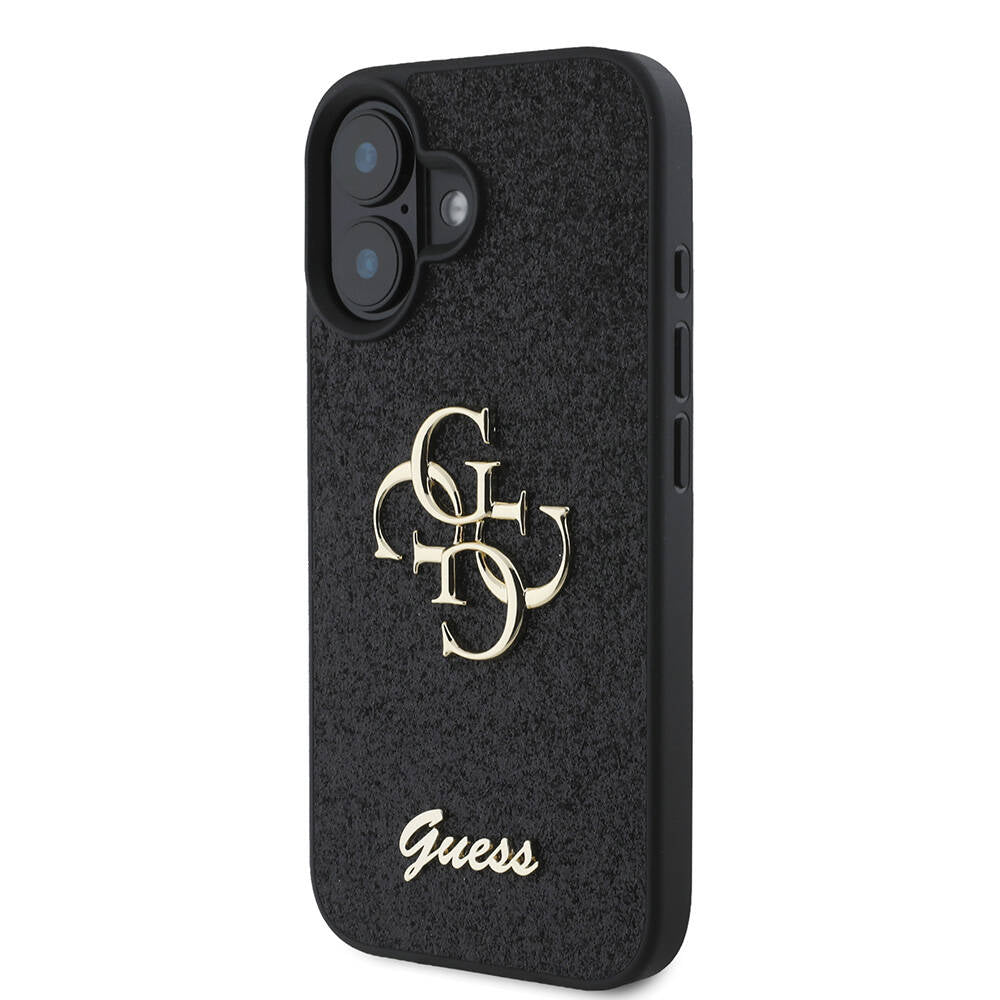 Apple iPhone 16 Kılıf Guess Orjinal Lisanslı 4G Büyük Metal Logolu Glitter Kapak Pembe