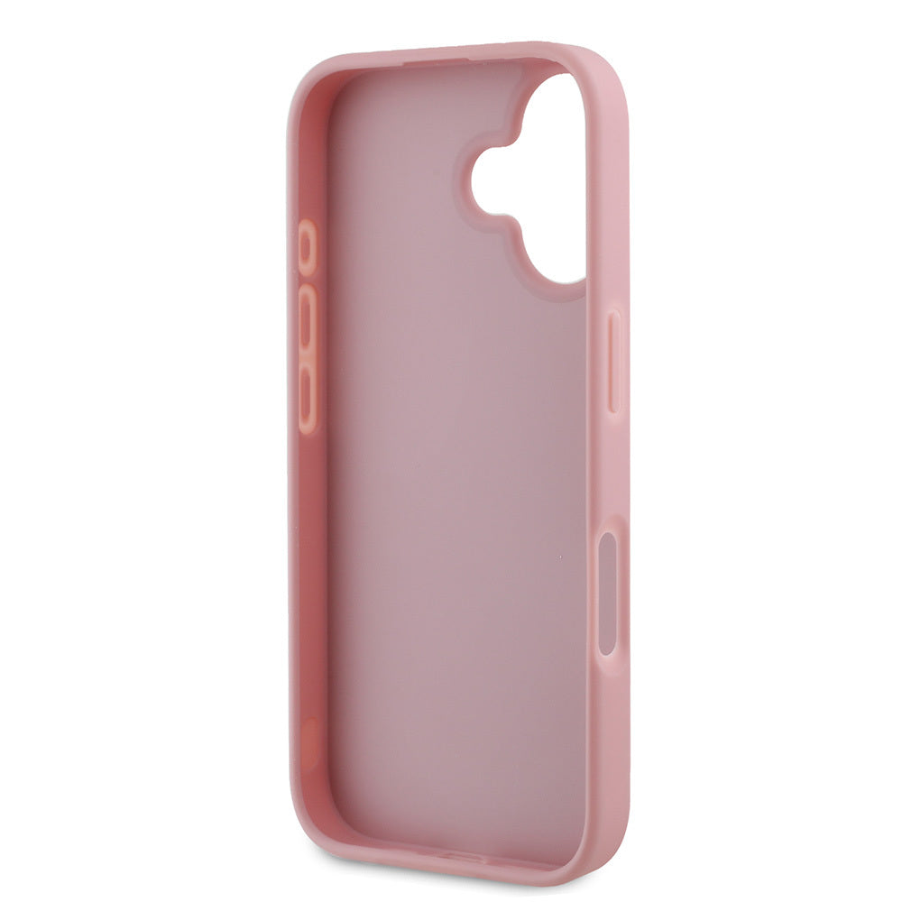 Apple iPhone 16 Kılıf Guess Orjinal Lisanslı 4G Büyük Metal Logolu Glitter Kapak Pembe