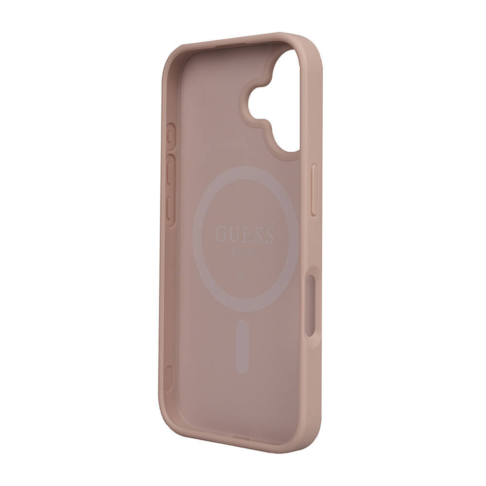 Apple iPhone 16 Kılıf Guess Orjinal Lisanslı M-safe Şarj Özellikli Small 4G Classic Kapak Kahverengi
