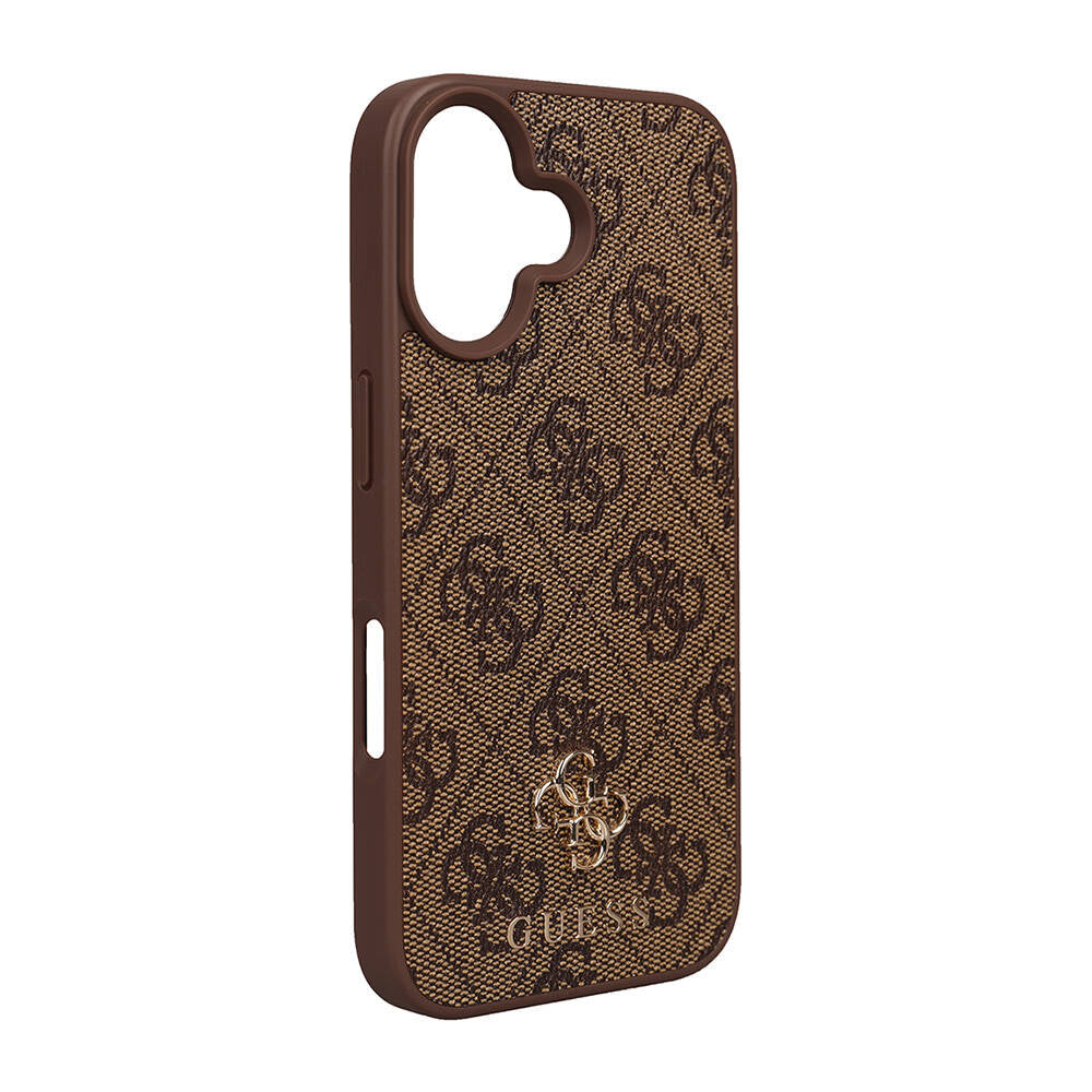 Apple iPhone 16 Kılıf Guess Orjinal Lisanslı M-safe Şarj Özellikli Small 4G Classic Kapak Kahverengi