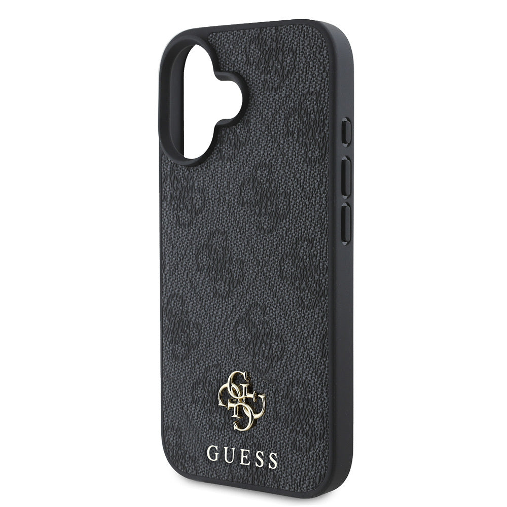 Apple iPhone 16 Kılıf Guess Orjinal Lisanslı M-safe Şarj Özellikli Small 4G Classic Kapak Siyah