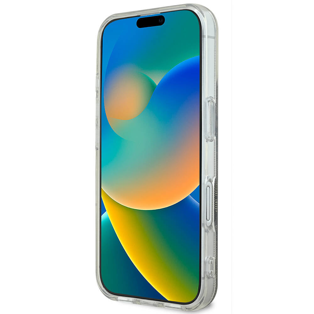 Apple iPhone 16 Kılıf Guess Orjinal Lisanslı M-safe Şarj Özellikli Yazı Logolu 4G Desenli Kapak Pembe