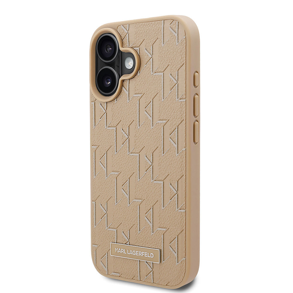 Apple iPhone 16 Kılıf Karl Lagerfeld Orjinal Lisanslı M-safe Şarj Özellikli KL Yazılı Hot Stamp Kapak Pembe