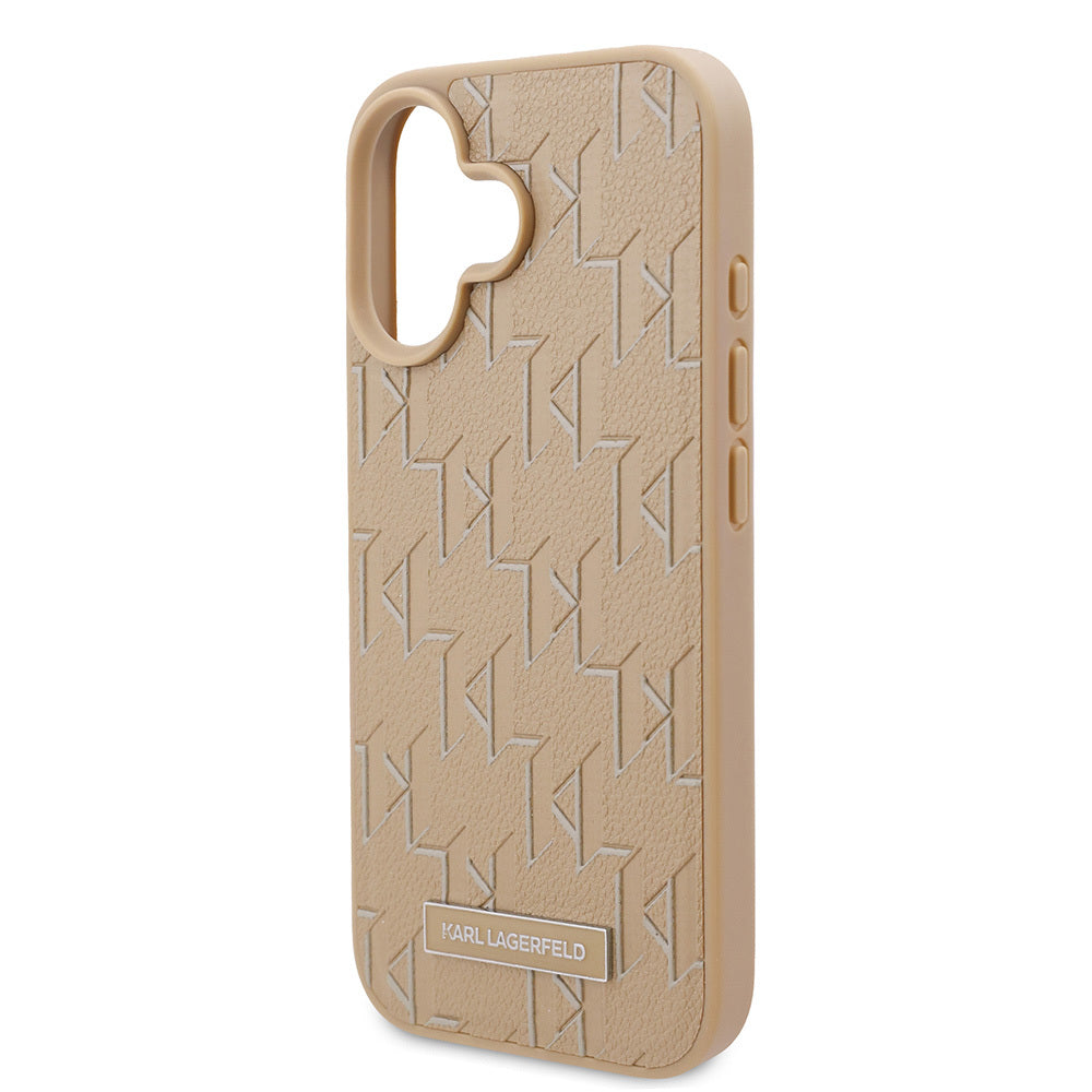 Apple iPhone 16 Kılıf Karl Lagerfeld Orjinal Lisanslı M-safe Şarj Özellikli KL Yazılı Hot Stamp Kapak Pembe