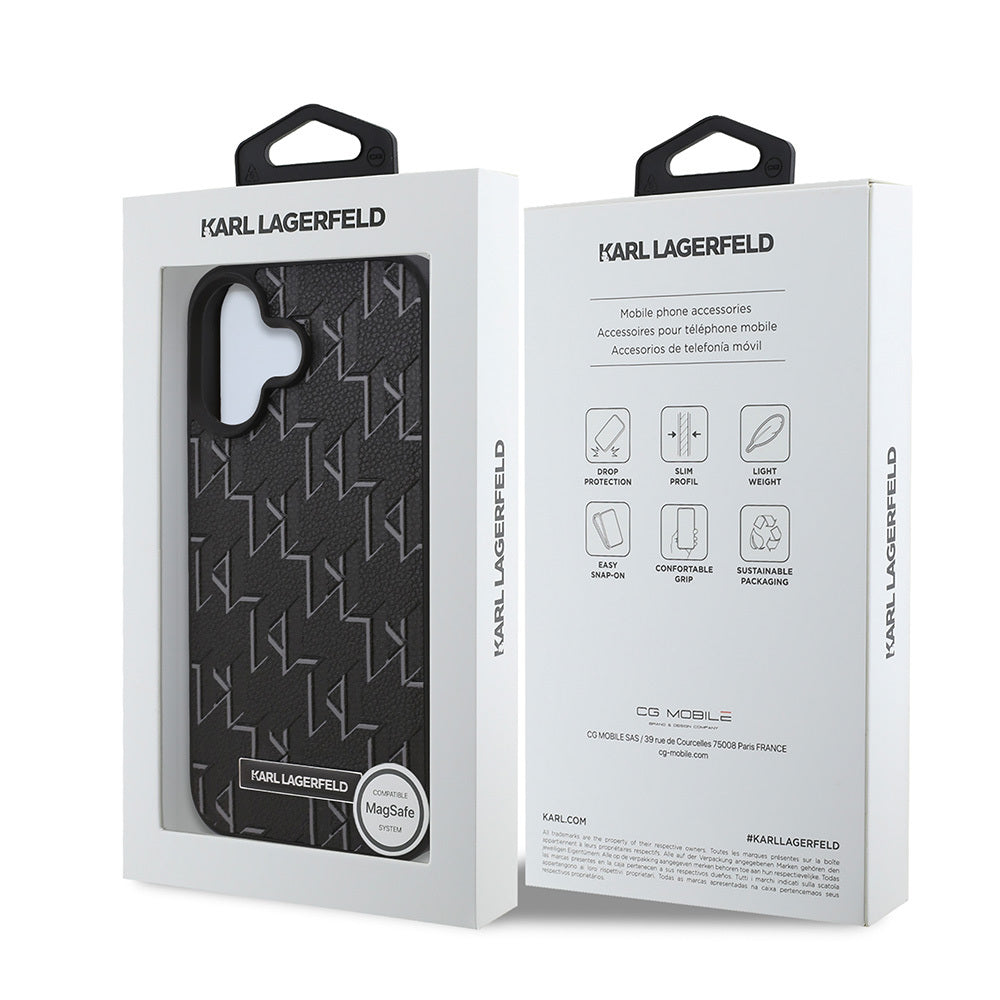 Apple iPhone 16 Kılıf Karl Lagerfeld Orjinal Lisanslı M-safe Şarj Özellikli KL Yazılı Hot Stamp Kapak Pembe
