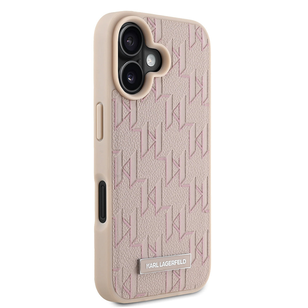 Apple iPhone 16 Kılıf Karl Lagerfeld Orjinal Lisanslı M-safe Şarj Özellikli KL Yazılı Hot Stamp Kapak Siyah