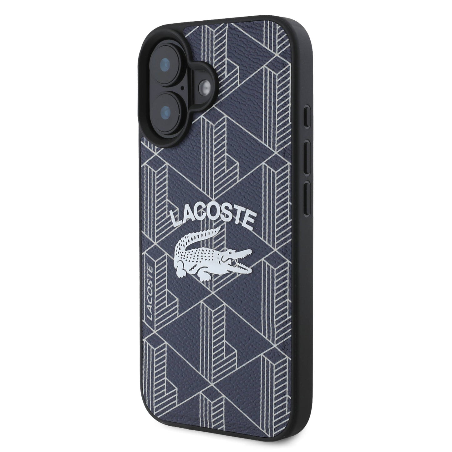 Apple iPhone 16 Kılıf Lacoste Orjinal Lisanslı M-safe Şarj Özellikli Mono Vintage Logo Kapak Siyah