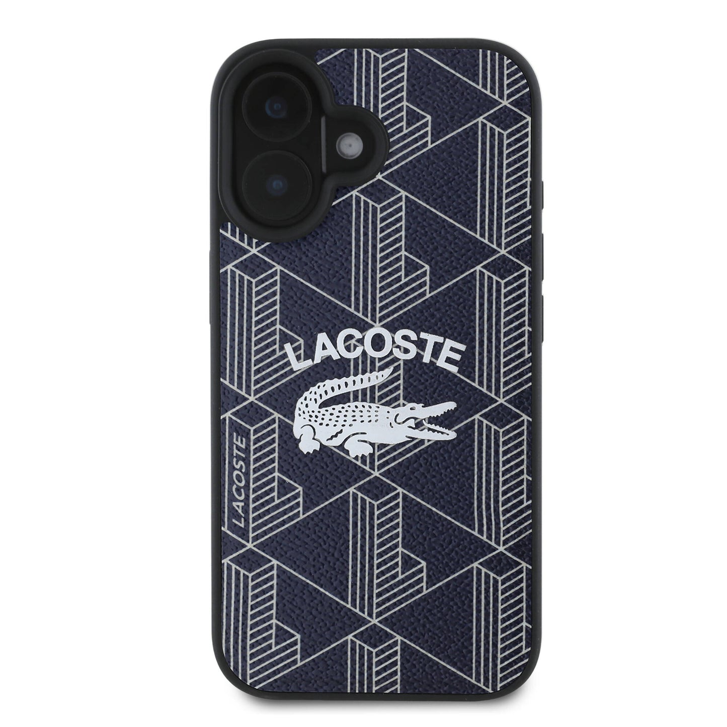 Apple iPhone 16 Kılıf Lacoste Orjinal Lisanslı M-safe Şarj Özellikli Mono Vintage Logo Kapak Siyah