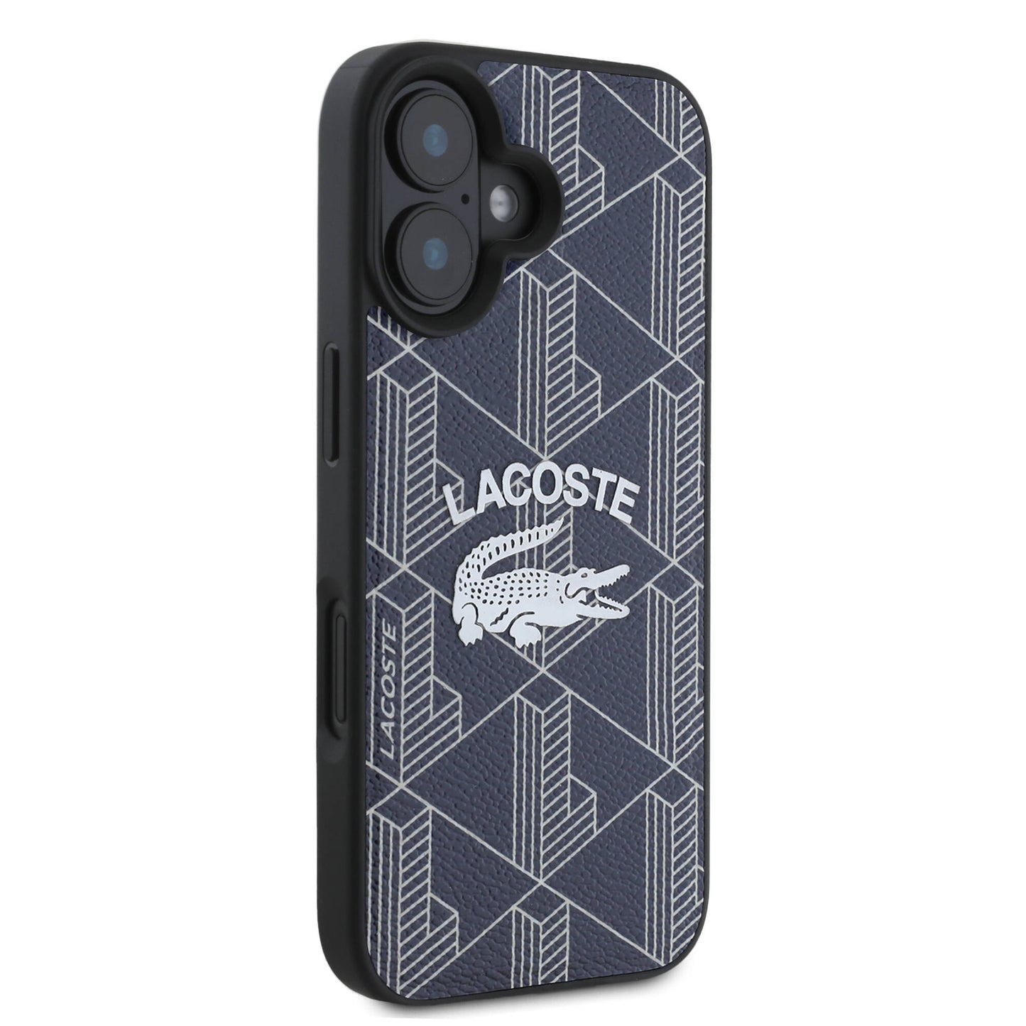 Apple iPhone 16 Kılıf Lacoste Orjinal Lisanslı M-safe Şarj Özellikli Mono Vintage Logo Kapak Siyah