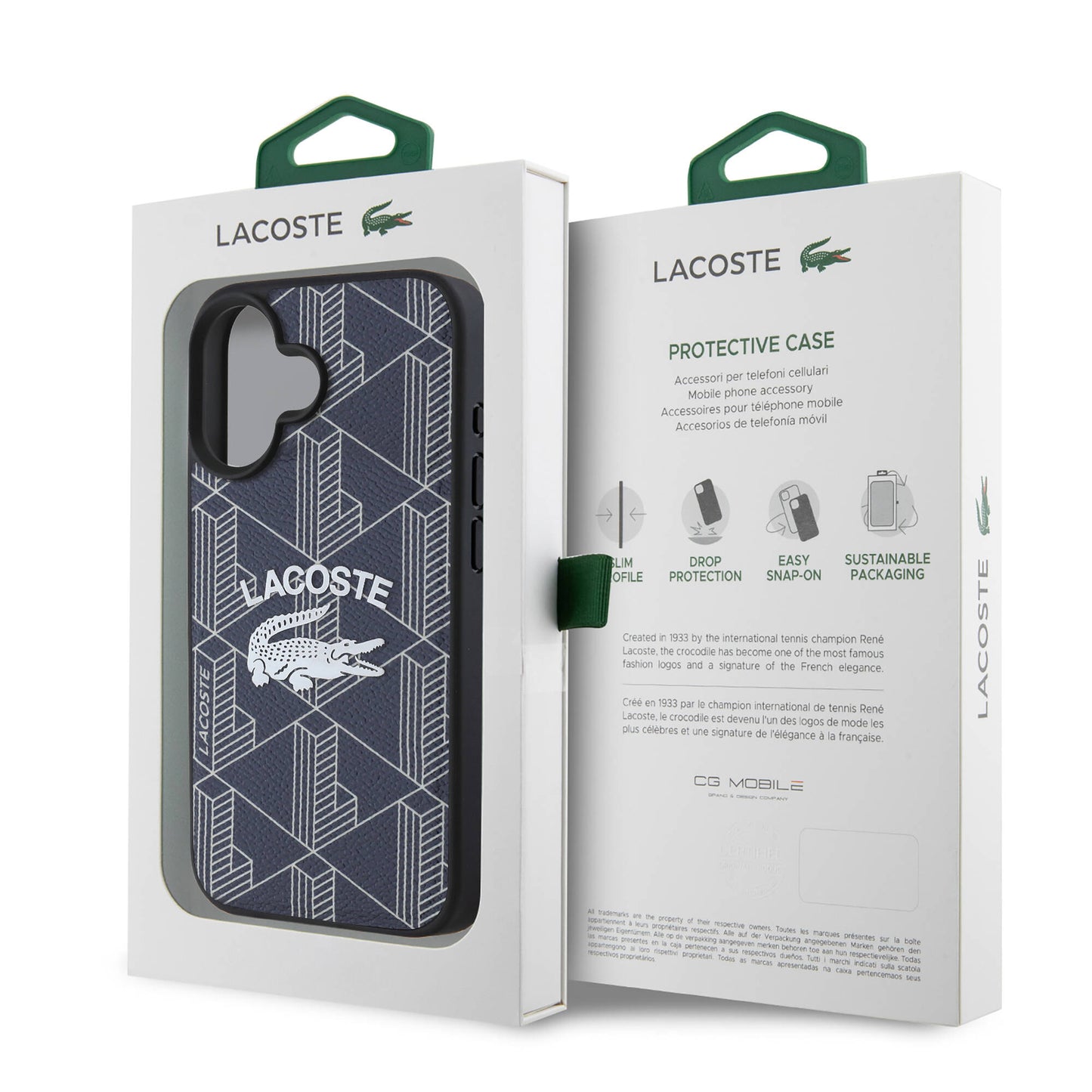 Apple iPhone 16 Kılıf Lacoste Orjinal Lisanslı M-safe Şarj Özellikli Mono Vintage Logo Kapak Siyah