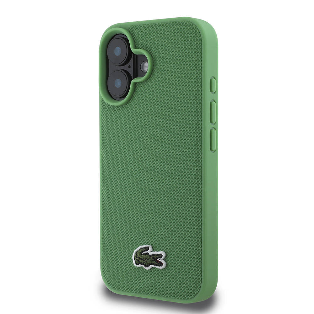 Apple iPhone 16 Kılıf Lacoste Orjinal Lisanslı PU Pike Desenli Arka Yüzey İkonik Timsah Dokuma Logolu Kapak Kırmızı