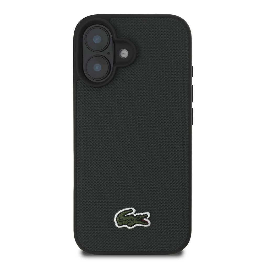 Apple iPhone 16 Kılıf Lacoste Orjinal Lisanslı PU Pike Desenli Arka Yüzey İkonik Timsah Dokuma Logolu Kapak Kırmızı
