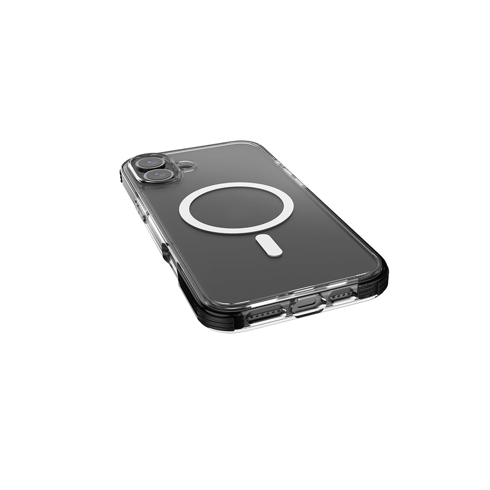 Apple iPhone 16 Kılıf M-safe Şarj Özellikli Airbag Tasarımlı Raptic Clear Serisi Şeffaf Kapak Beyaz