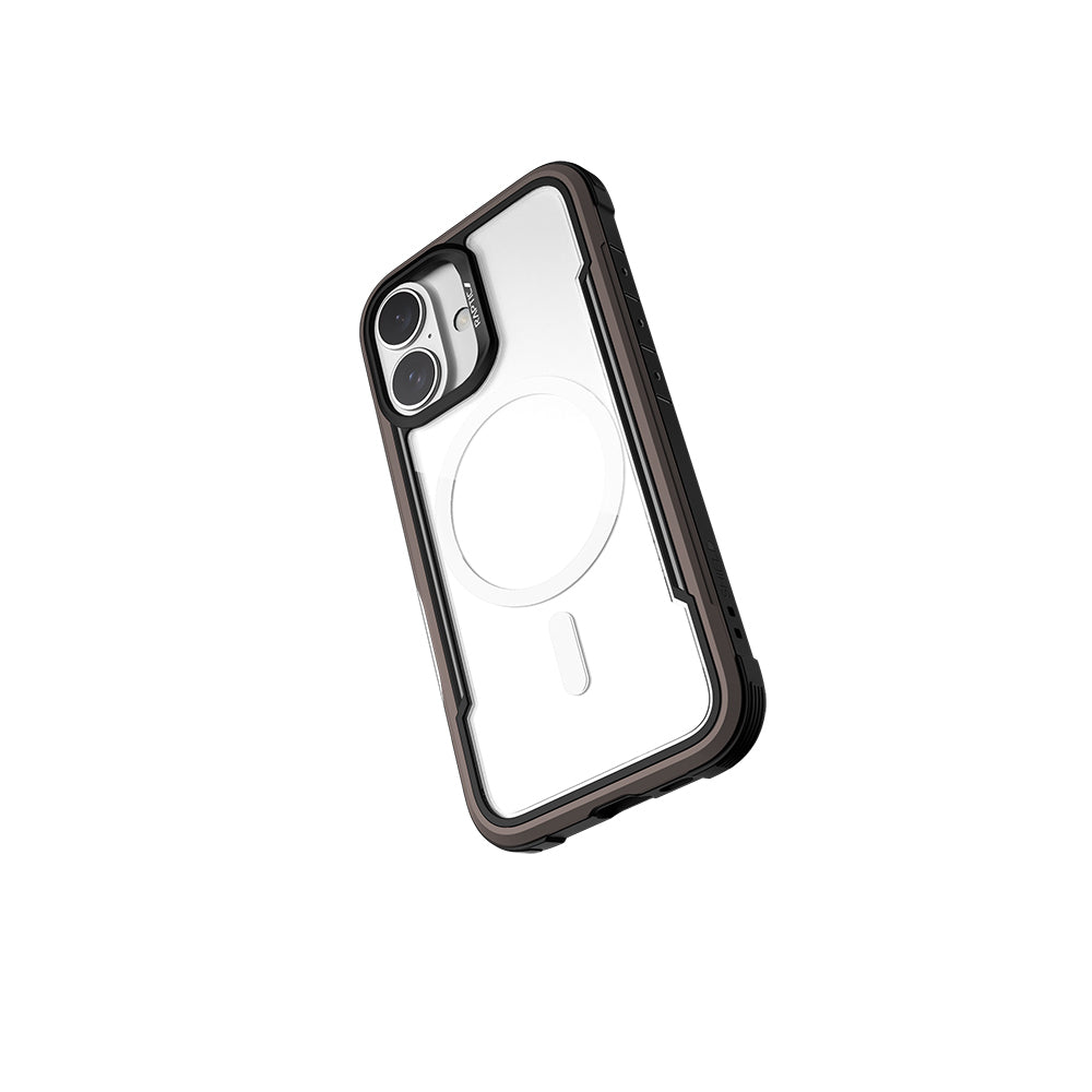 Apple iPhone 16 Kılıf M-safe Şarj Özellikli Airbagli Raptic Shield Serisi Şeffaf Arka Yüzey Kapak Kahverengi