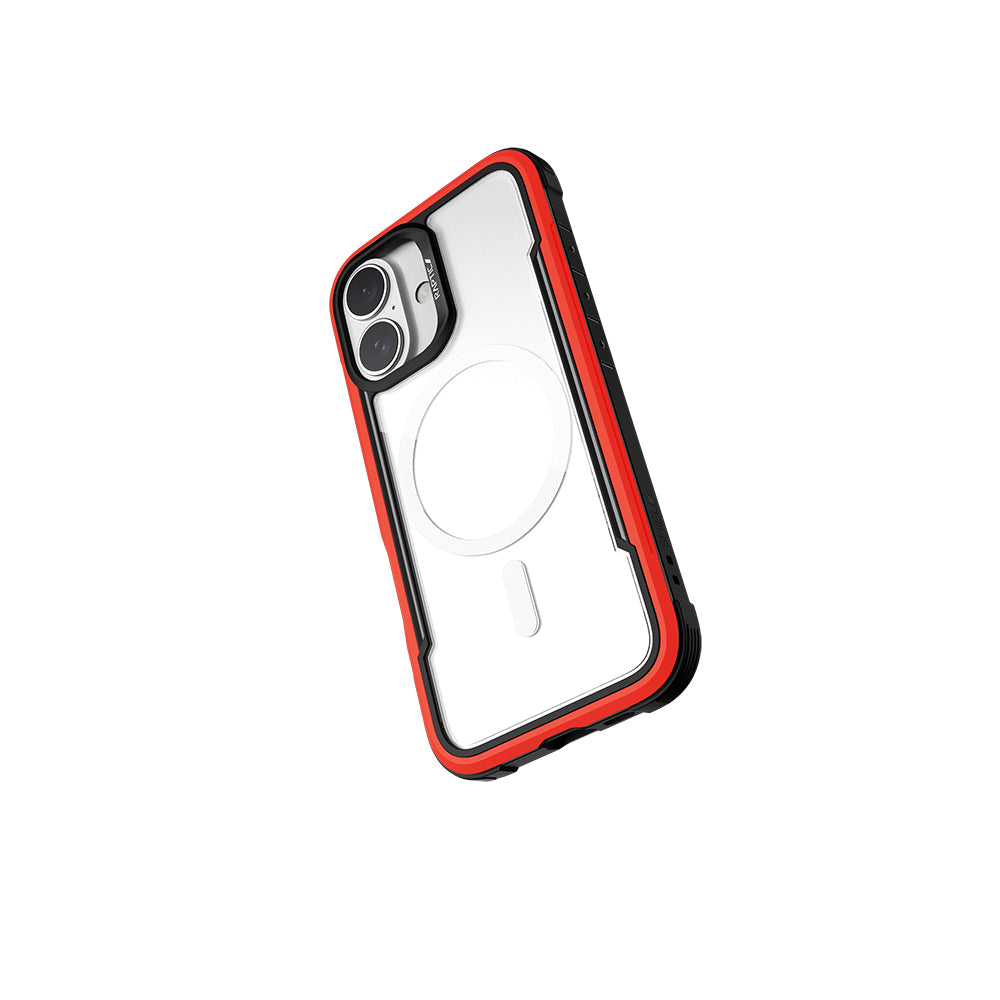 Apple iPhone 16 Kılıf M-safe Şarj Özellikli Airbagli Raptic Shield Serisi Şeffaf Arka Yüzey Kapak Kırmızı